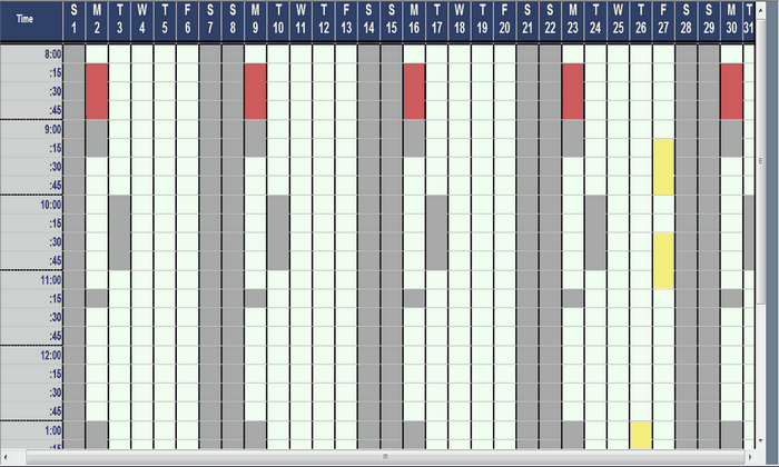 00089 monthly schedule