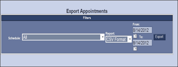 00162 export schedule screen