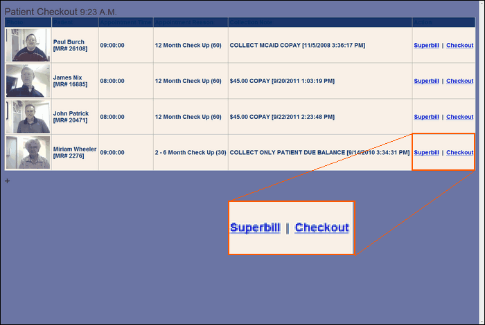 00426 superbill-checkout screen