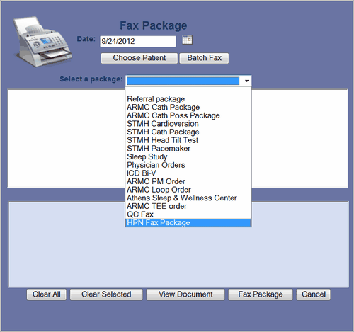 00443 batch fax screen fax package selection