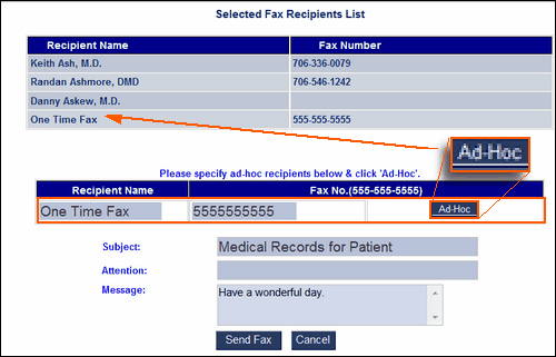 00458 adhoc fax package explanation screen